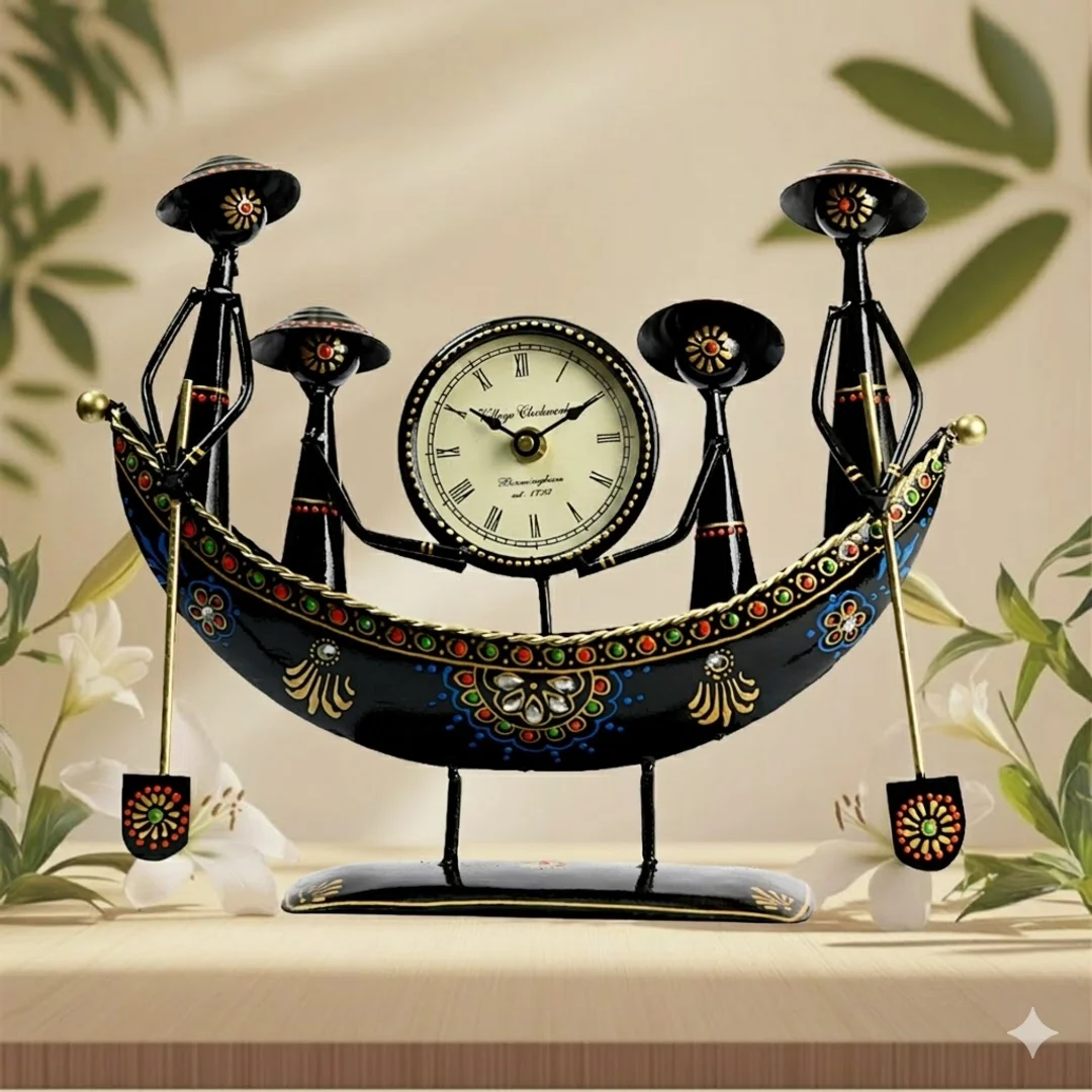 Tribal Boat (Shikara) Iron Desk Clock primary view