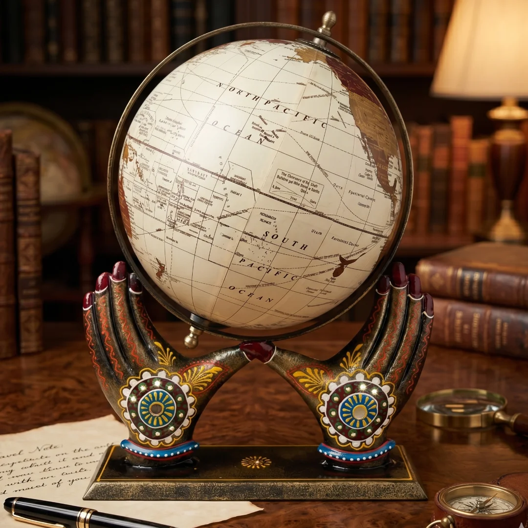 Dual-Hand Supported World Globe Decor primary view