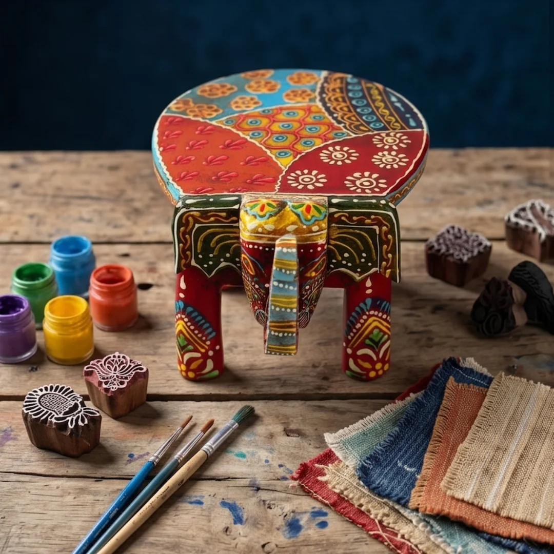 Miniature Multi-Color Wooden Elephant primary view
